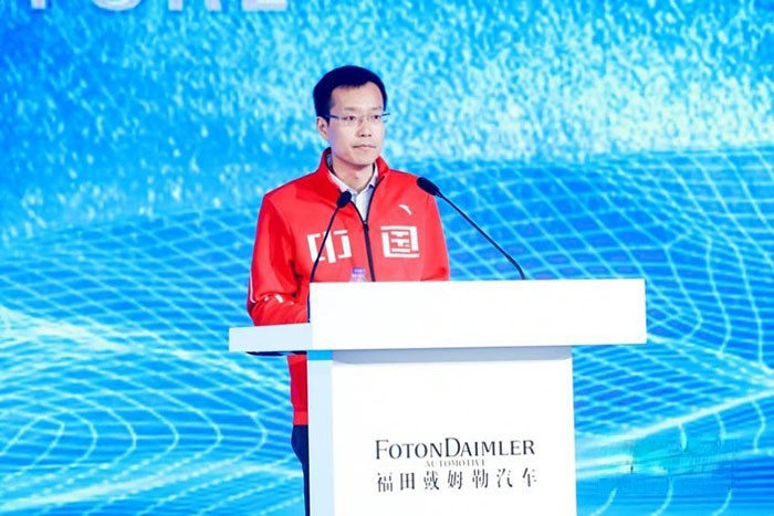 福田汽車集團(tuán)黨委常委、副總經(jīng)理、福田戴姆勒執(zhí)行副總裁、歐曼事業(yè)部總裁崔士朋致辭
