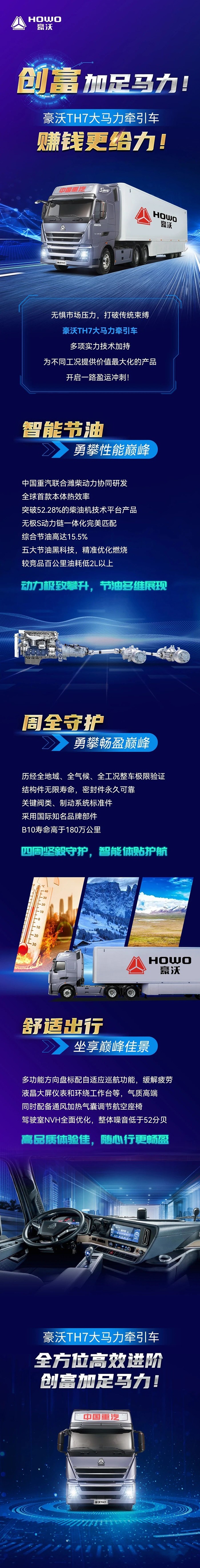 創富加足馬力!豪沃TH7大馬力牽引車,賺錢更給力!