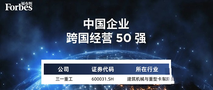登榜!三一位列福布斯五十強(qiáng)!
